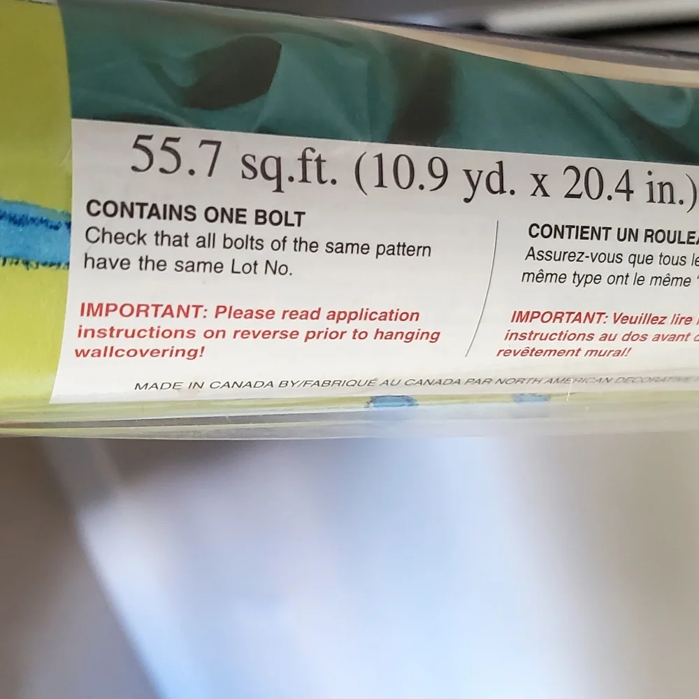 Vintage Norwall 3 Rolls 55.7sq.ft. Each, Lime/Blue Ocean Fish Wallpaper, NWT